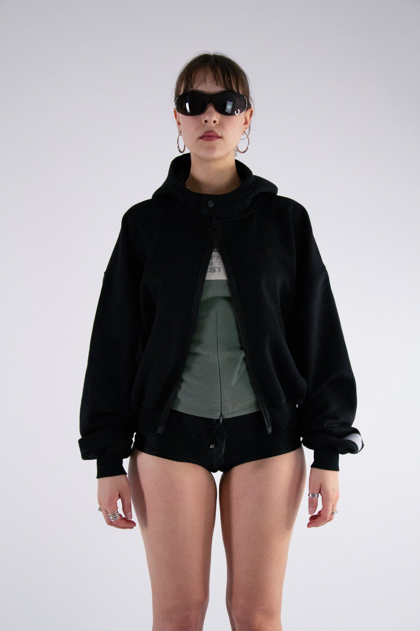 BEUTER® MATTE BLACK BOXY ZIP HOODIE