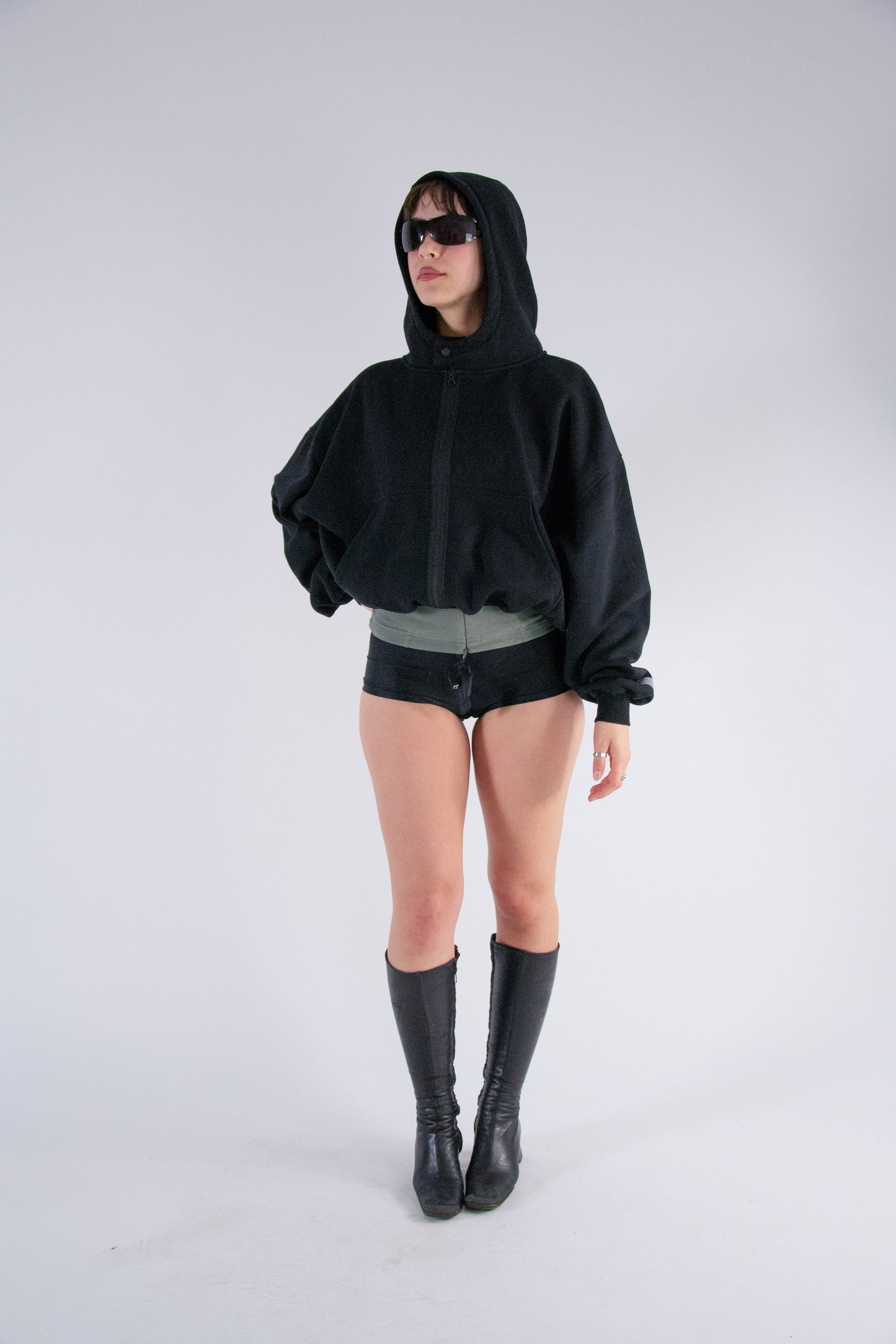 BEUTER® MATTE BLACK BOXY ZIP HOODIE