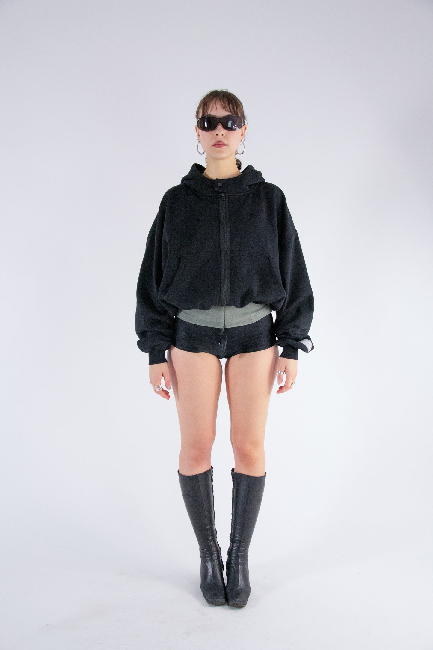 BEUTER® MATTE BLACK BOXY ZIP HOODIE