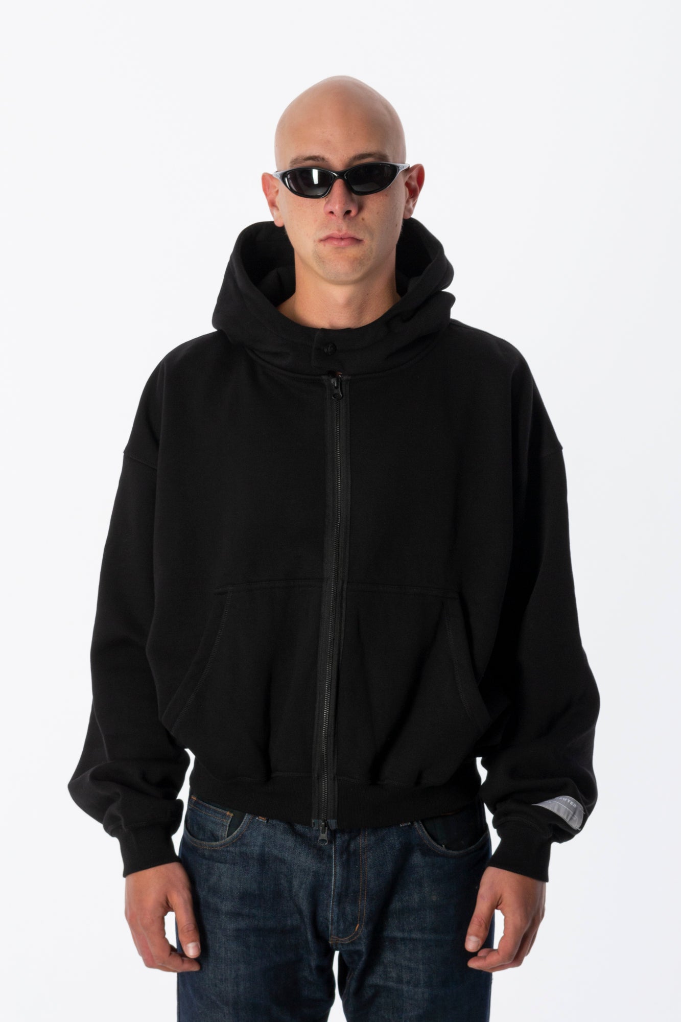 BEUTER® MATTE BLACK BOXY ZIP HOODIE