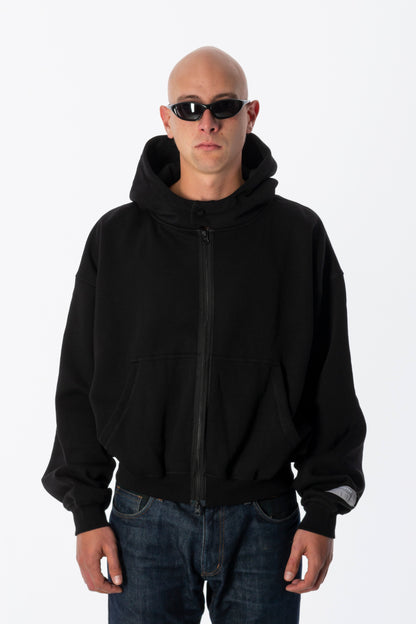 BEUTER® MATTE BLACK BOXY ZIP HOODIE
