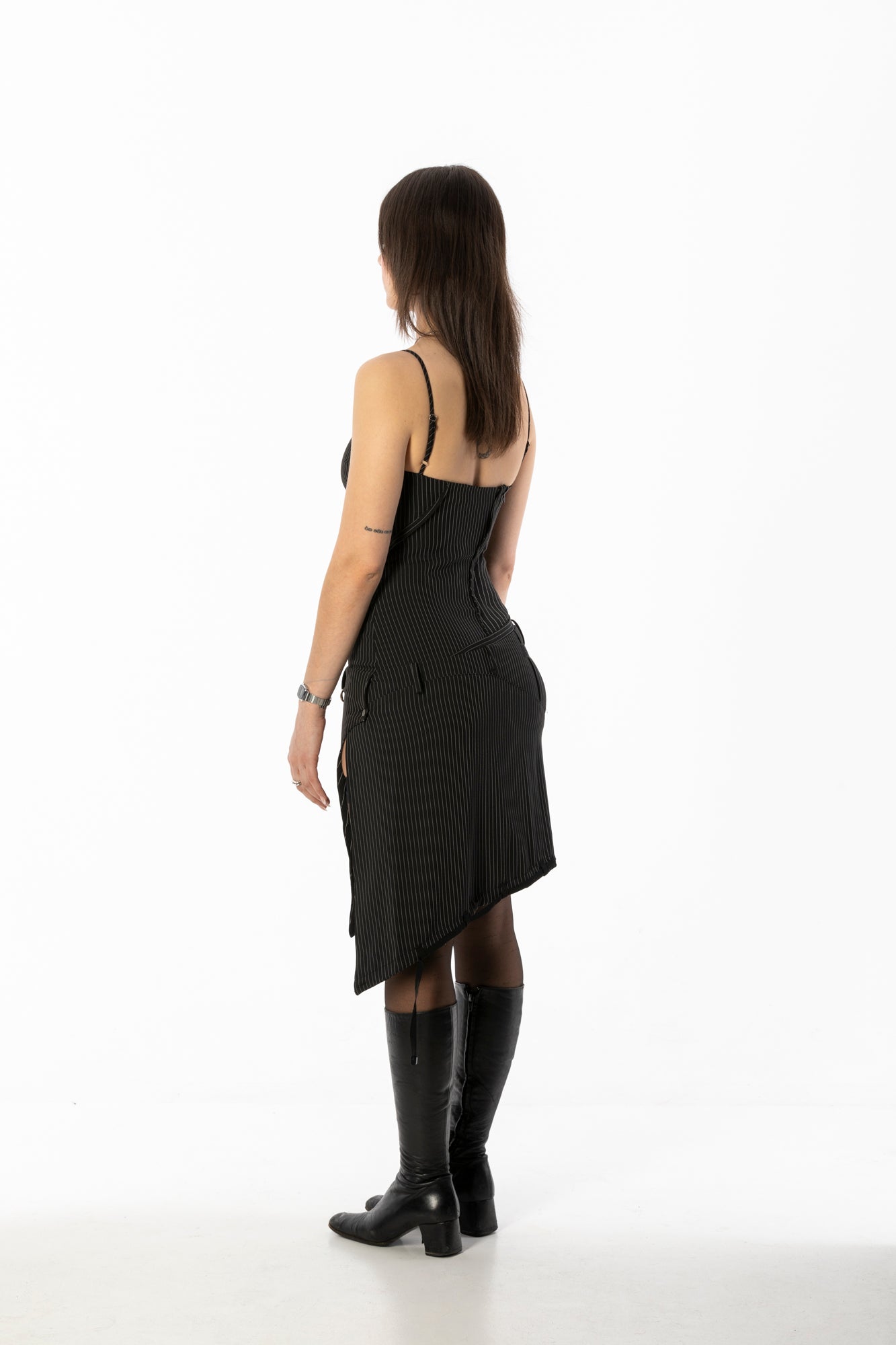 BEUTER® BLACK STRIPED MINI DRESS