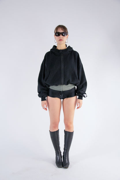 BEUTER® MATTE BLACK BOXY ZIP HOODIE